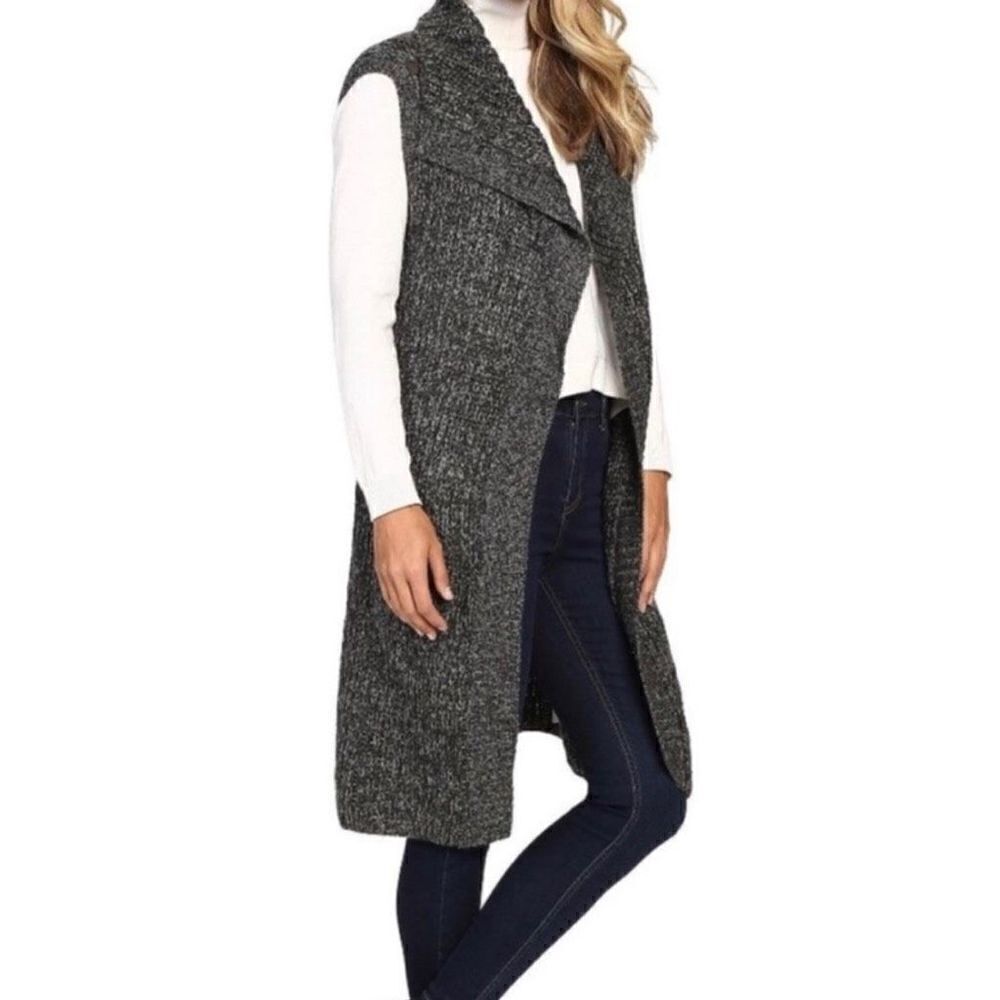 Prana Thalia Sweater Vest Cardigan Sleeveless‎ Open Front Chunky Gray Women XS